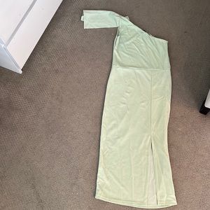 Shein Sage Green One Shoulder Slit
